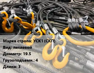 Строп канатный УСК1 (СКП) петлевой D=19.5 Грузопод.:4 L=3